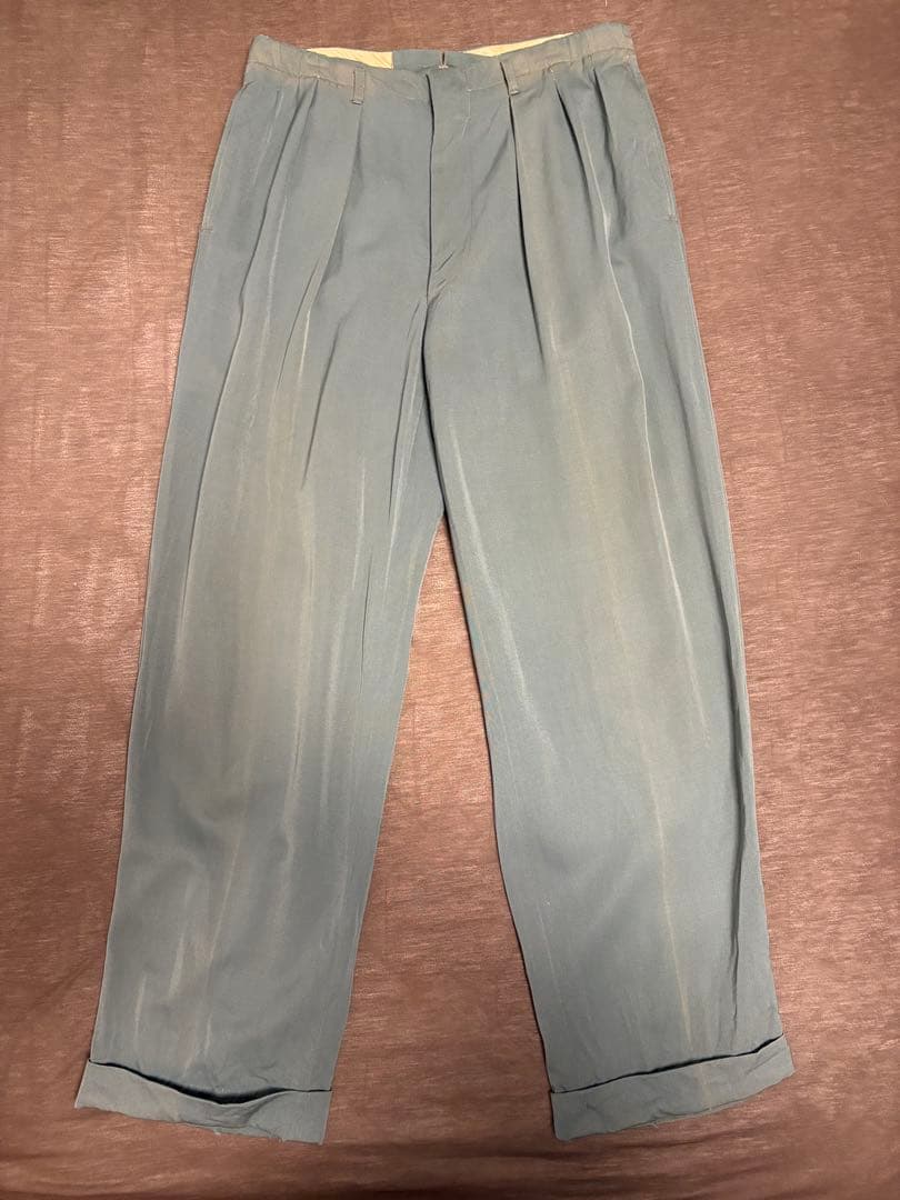 50s〜 ギャバジンスラックス　3タック　フェード