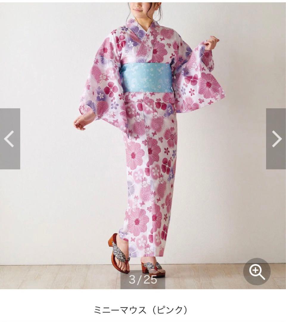 ベルメゾン ディズニー 浴衣&帯のセット 花火 お祭り