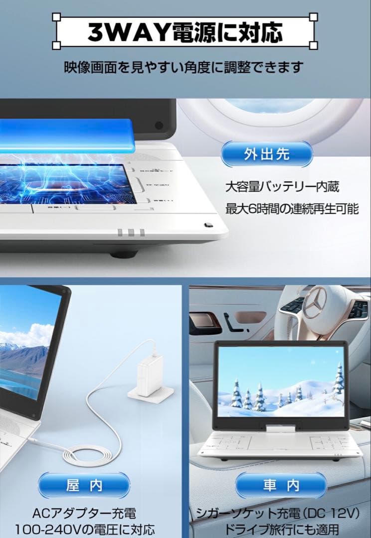 ポータブルDVDプレーヤー 17.9型 15.6インチ 約105万画素