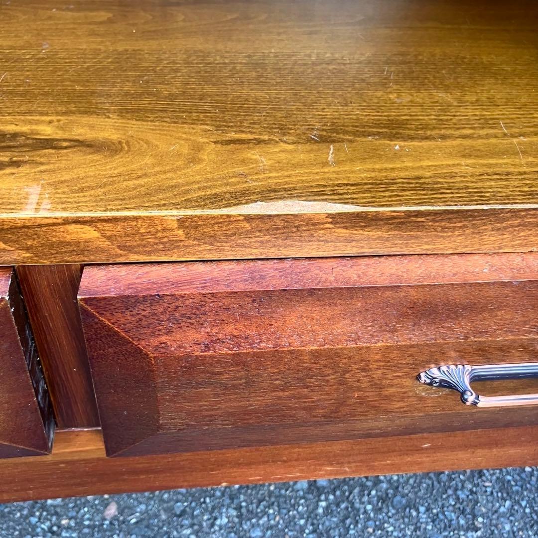 昭和　レトロ　古家具　ガラス戸　木製キャビネット　食器棚　サイドボード　本棚