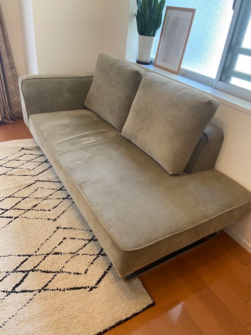 【最終値下げ】ファブリックコーデュロイカウチソファー　3人掛け