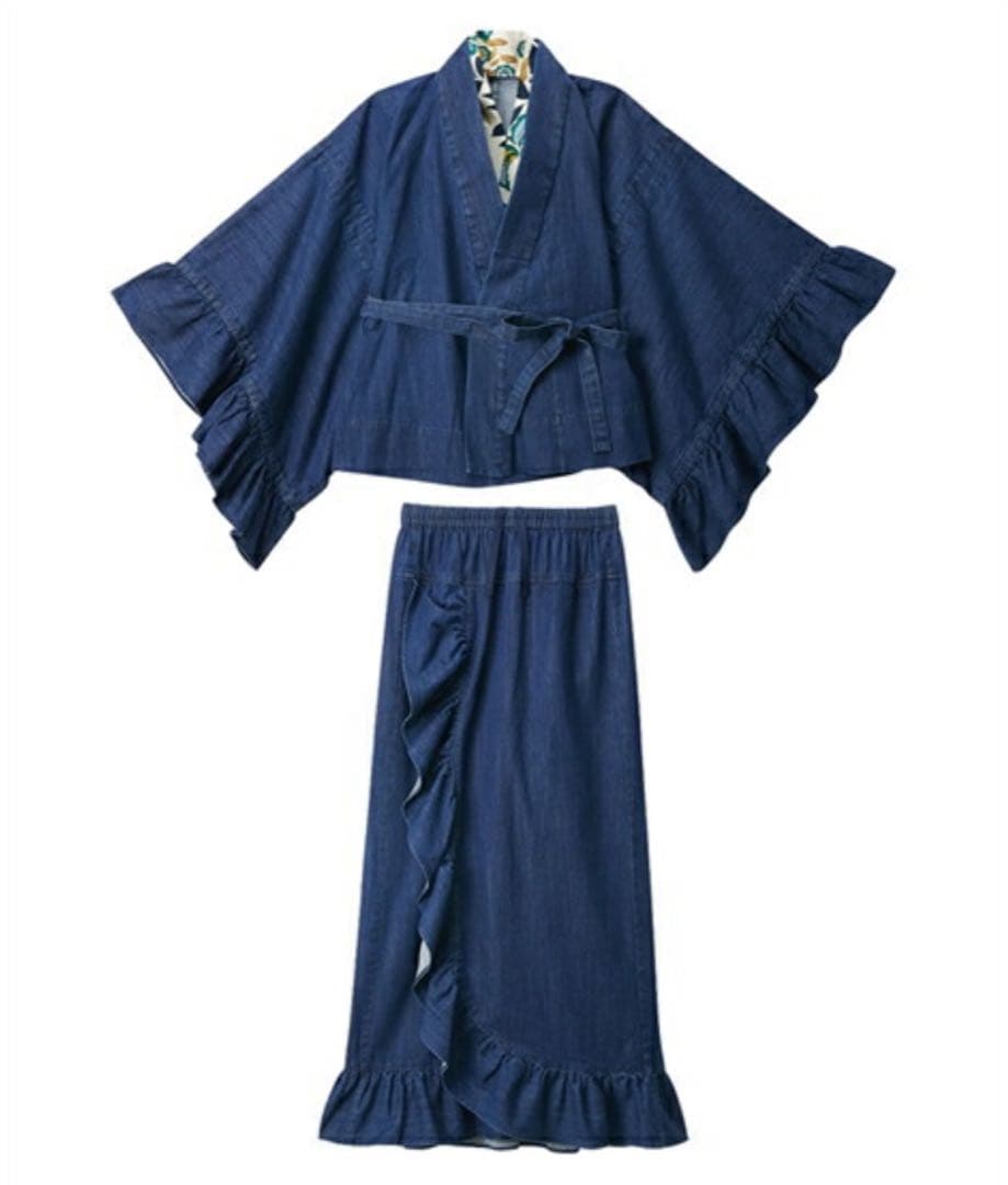 デニム生地フリル浴衣