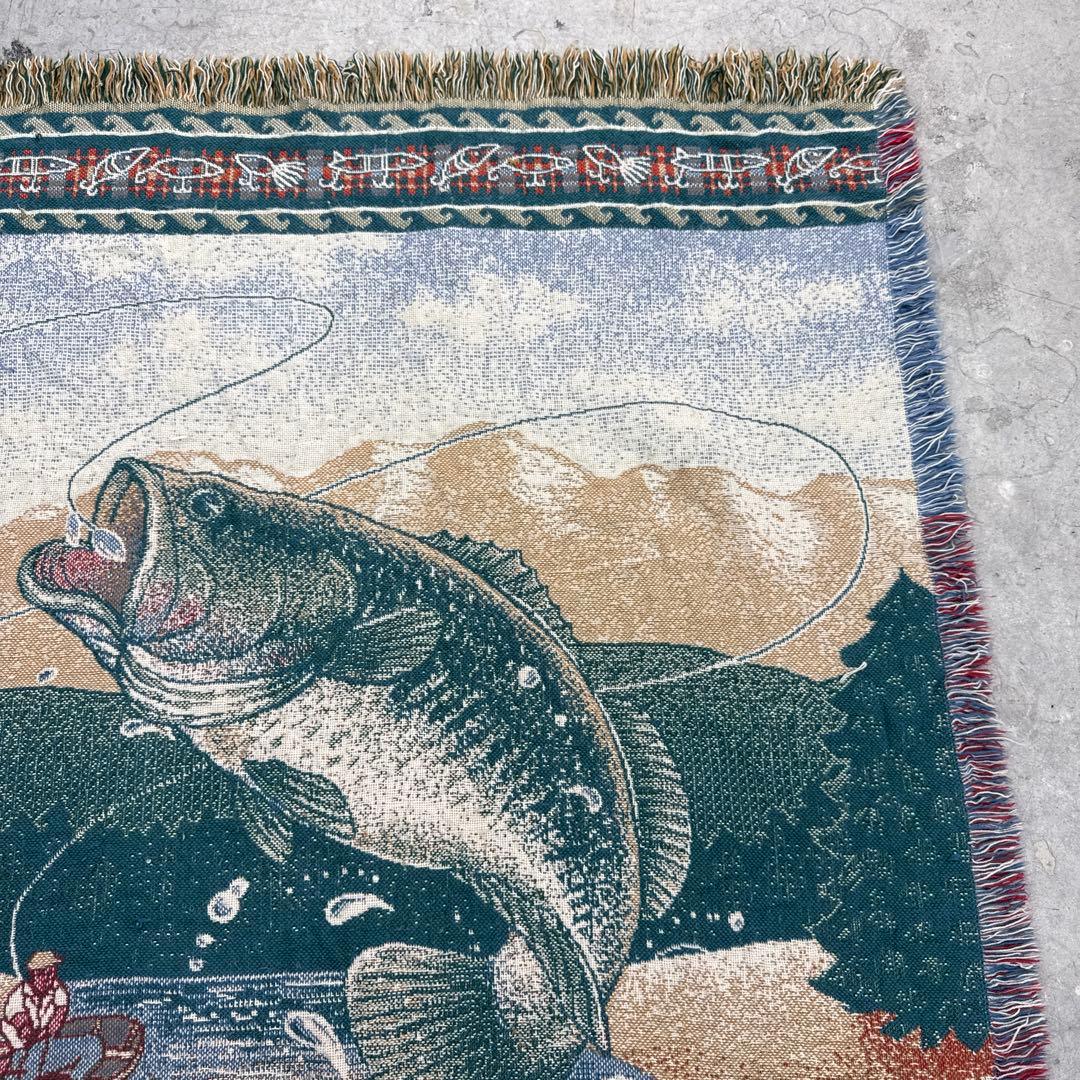 釣り　魚　ブランケット　マルチカバー　ソファーカバー　ラグ　151x121