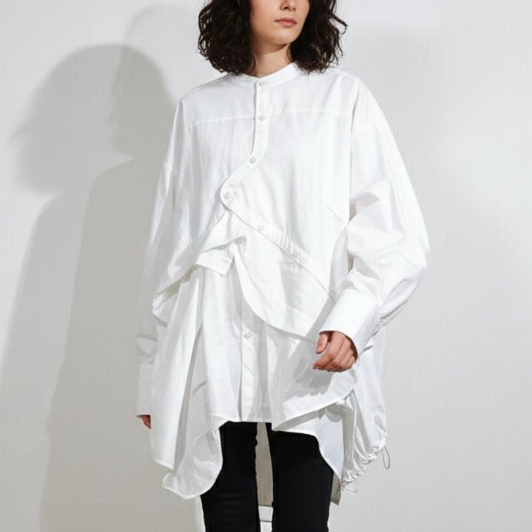 UN3D. アンスリード　パターンミックスシャツ　アシンメトリー　ホワイトシャツ