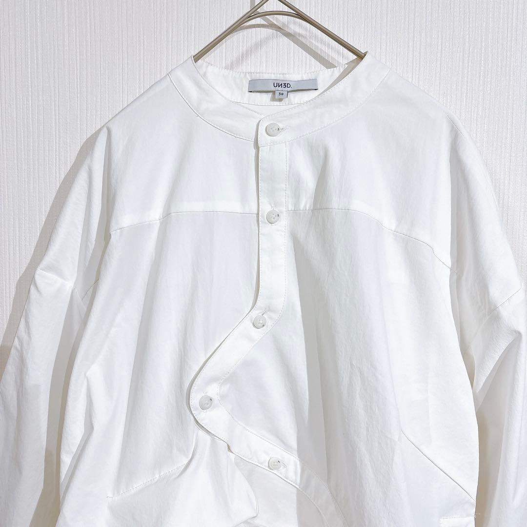 UN3D. アンスリード　パターンミックスシャツ　アシンメトリー　ホワイトシャツ