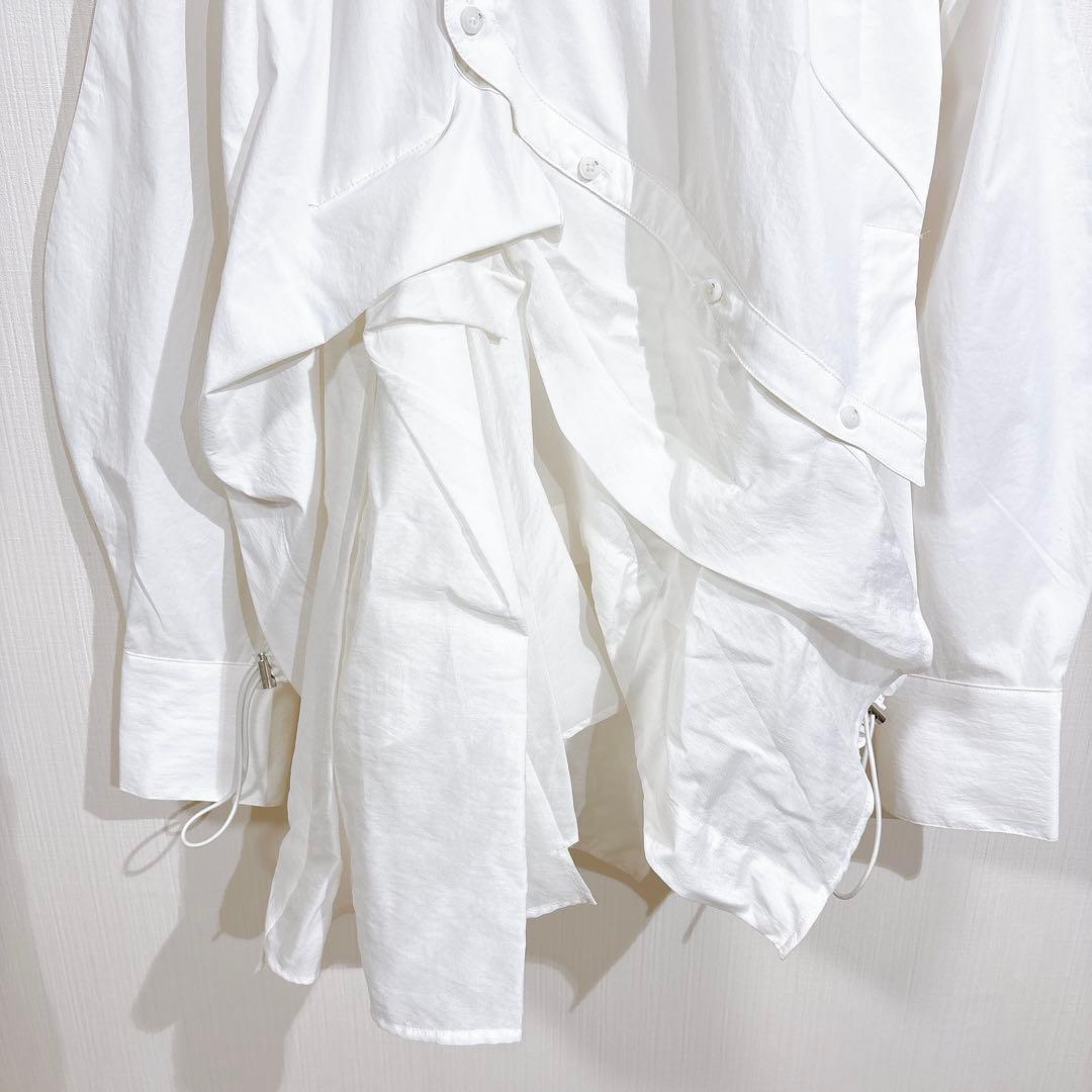 UN3D. アンスリード　パターンミックスシャツ　アシンメトリー　ホワイトシャツ