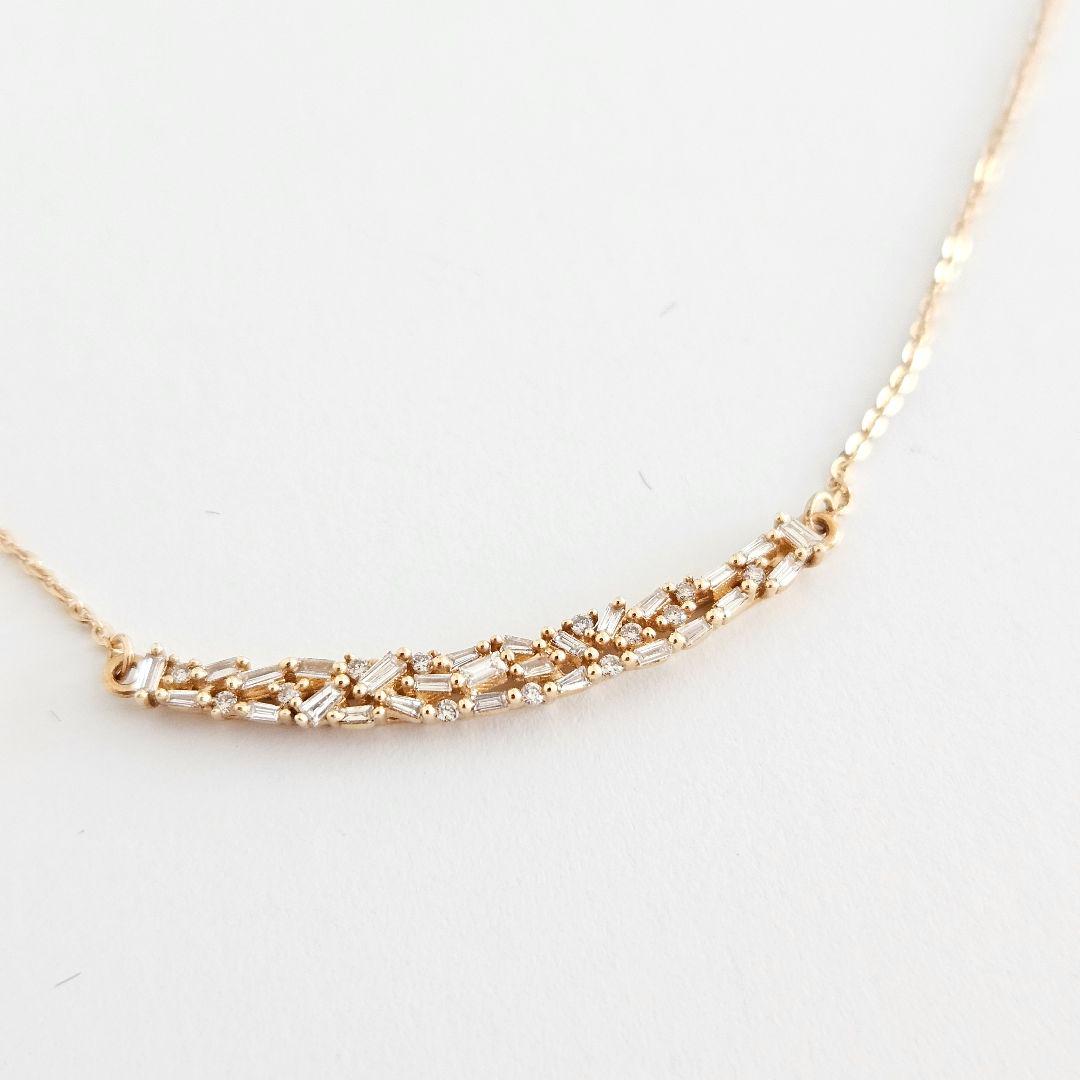 【まゆ】天然ダイヤモンドネックレス K18 イエローゴールド