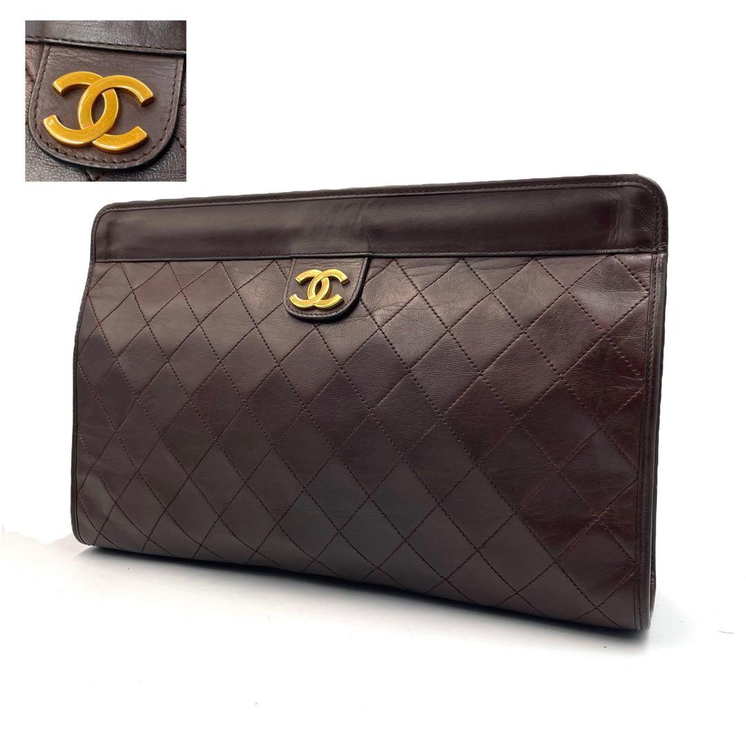 《超美品》シャネル マトラッセ ココマーク クラッチ セカンドバッグ ブラウン