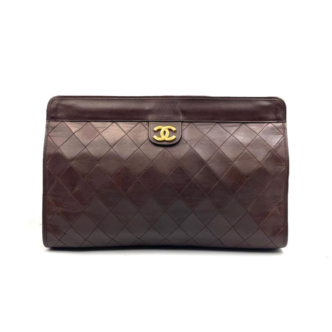 《超美品》シャネル マトラッセ ココマーク クラッチ セカンドバッグ ブラウン