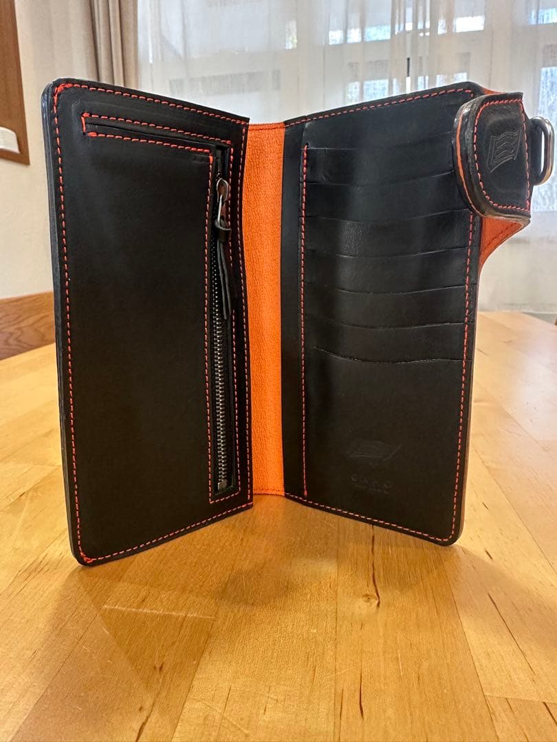 HYOD ロングウォレット黒オレンジステッチ（未使用）