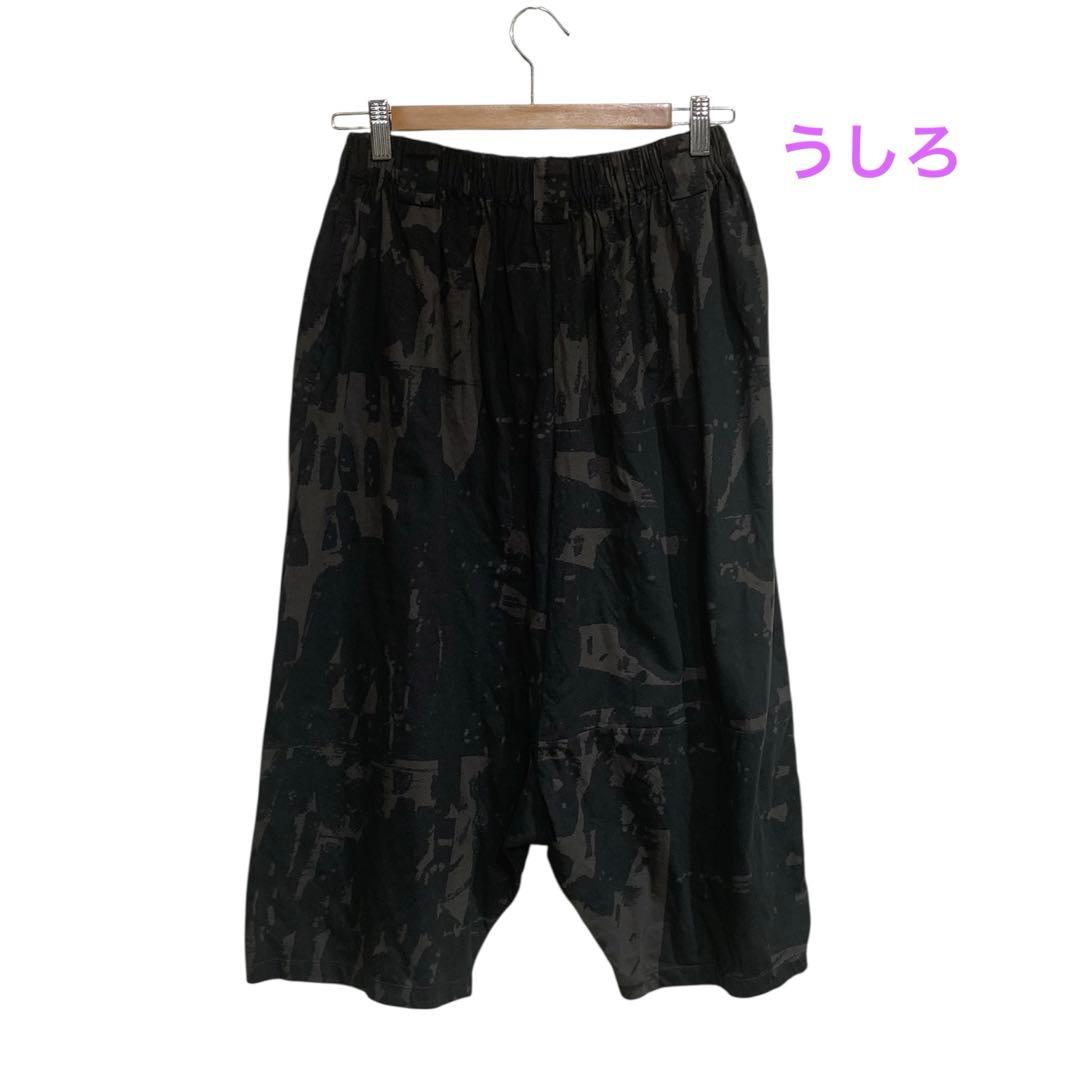 萌　MOYURU やわらかい綿　七分丈サルエルパンツ　ワイド　総柄　サイズM〜L