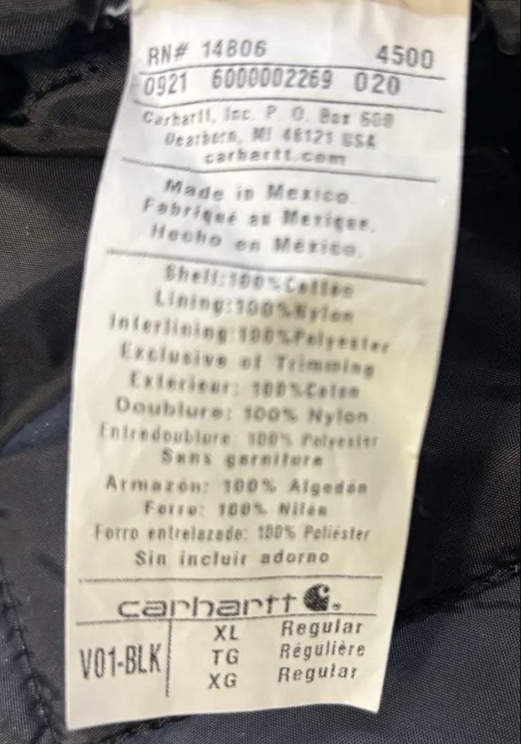 か*ん様 Carhartt ダックダウンベストV01 ブラックXL 美品