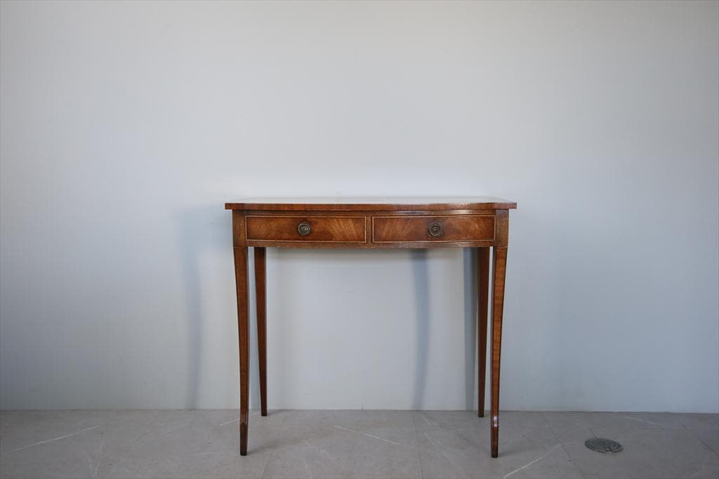 英国アンティーク木製デスク/勉強机/テーブル/飾り棚/オフィス事務(91-41)