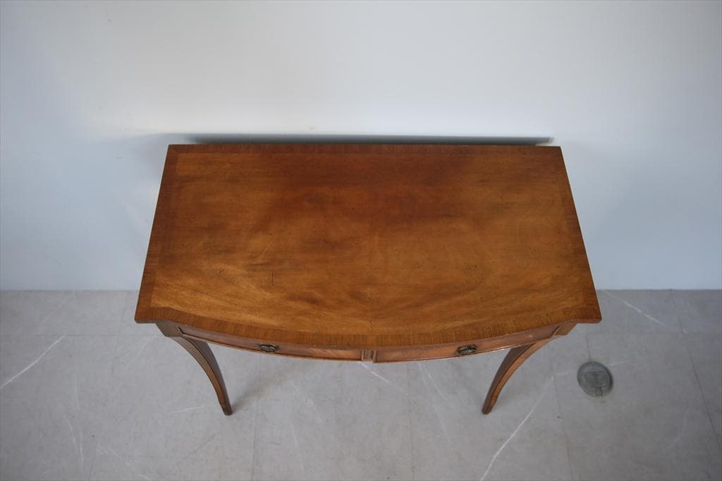 英国アンティーク木製デスク/勉強机/テーブル/飾り棚/オフィス事務(91-41)