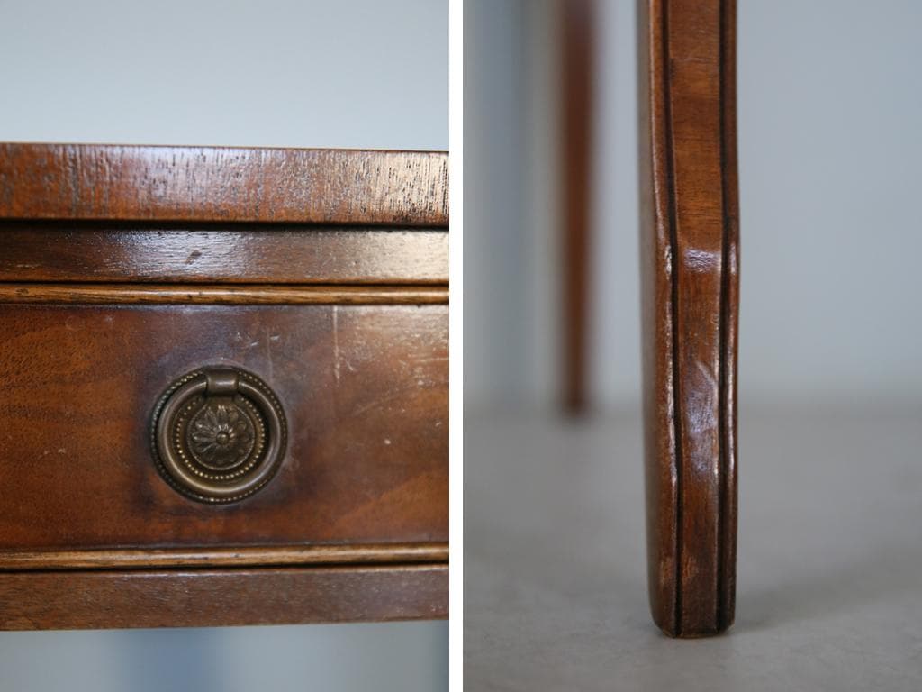 英国アンティーク木製デスク/勉強机/テーブル/飾り棚/オフィス事務(91-41)