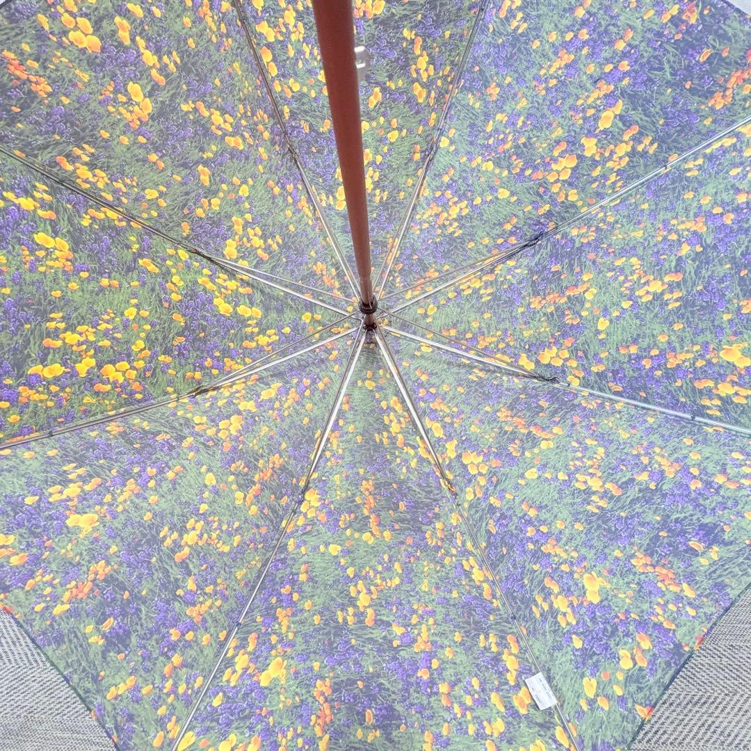 美品　ポールスミス　花柄総柄　晴雨兼用パラソル　ウッドハンドル　長傘