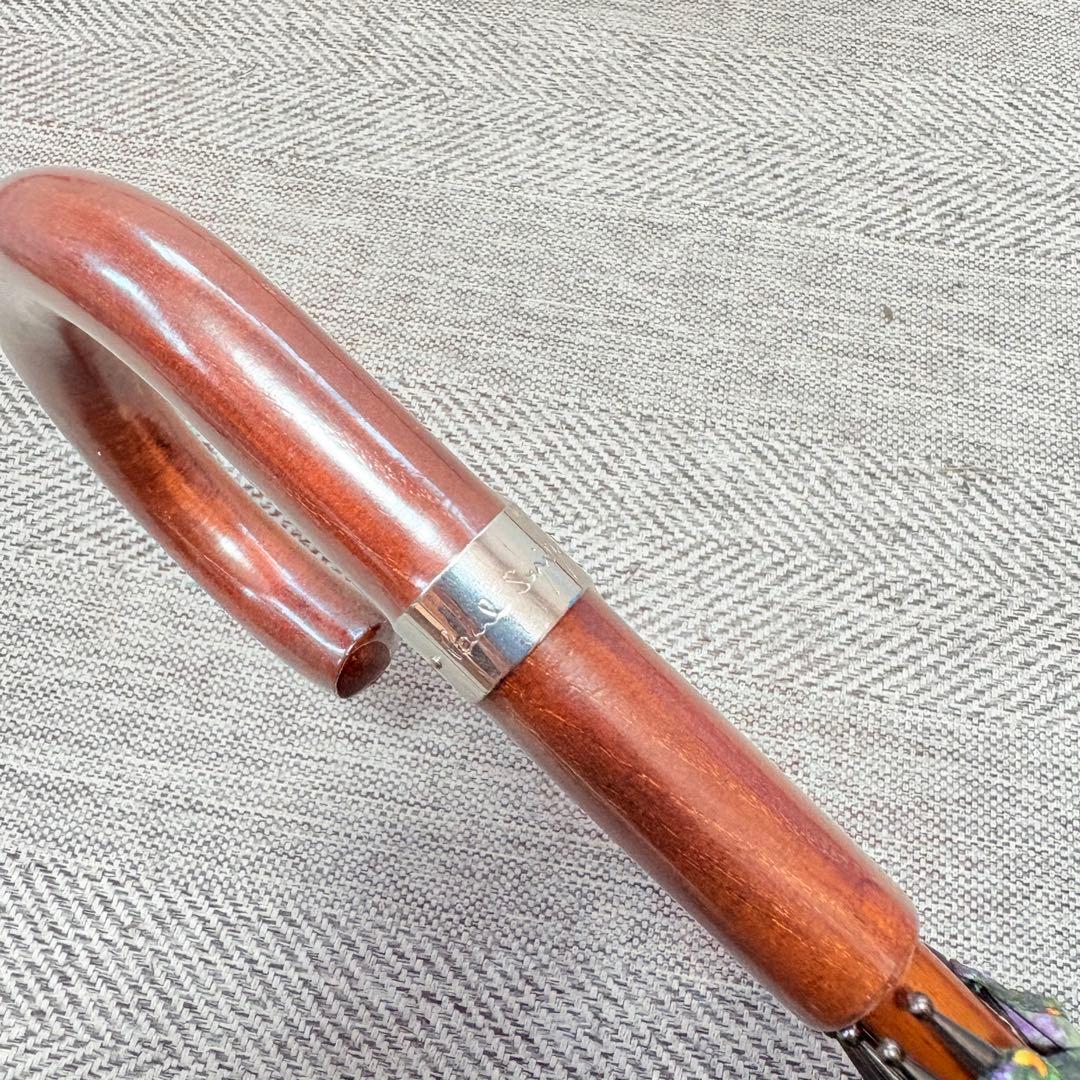 美品　ポールスミス　花柄総柄　晴雨兼用パラソル　ウッドハンドル　長傘