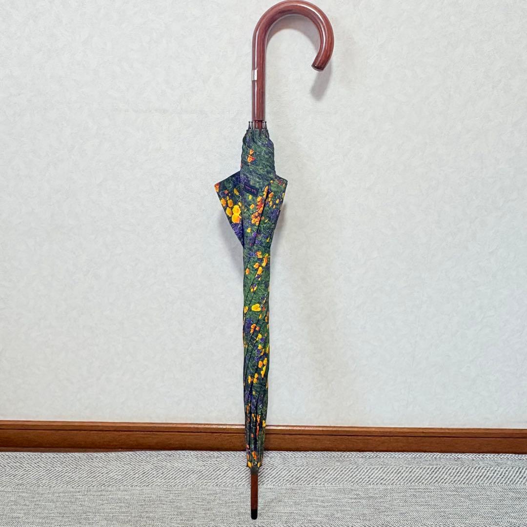 美品　ポールスミス　花柄総柄　晴雨兼用パラソル　ウッドハンドル　長傘
