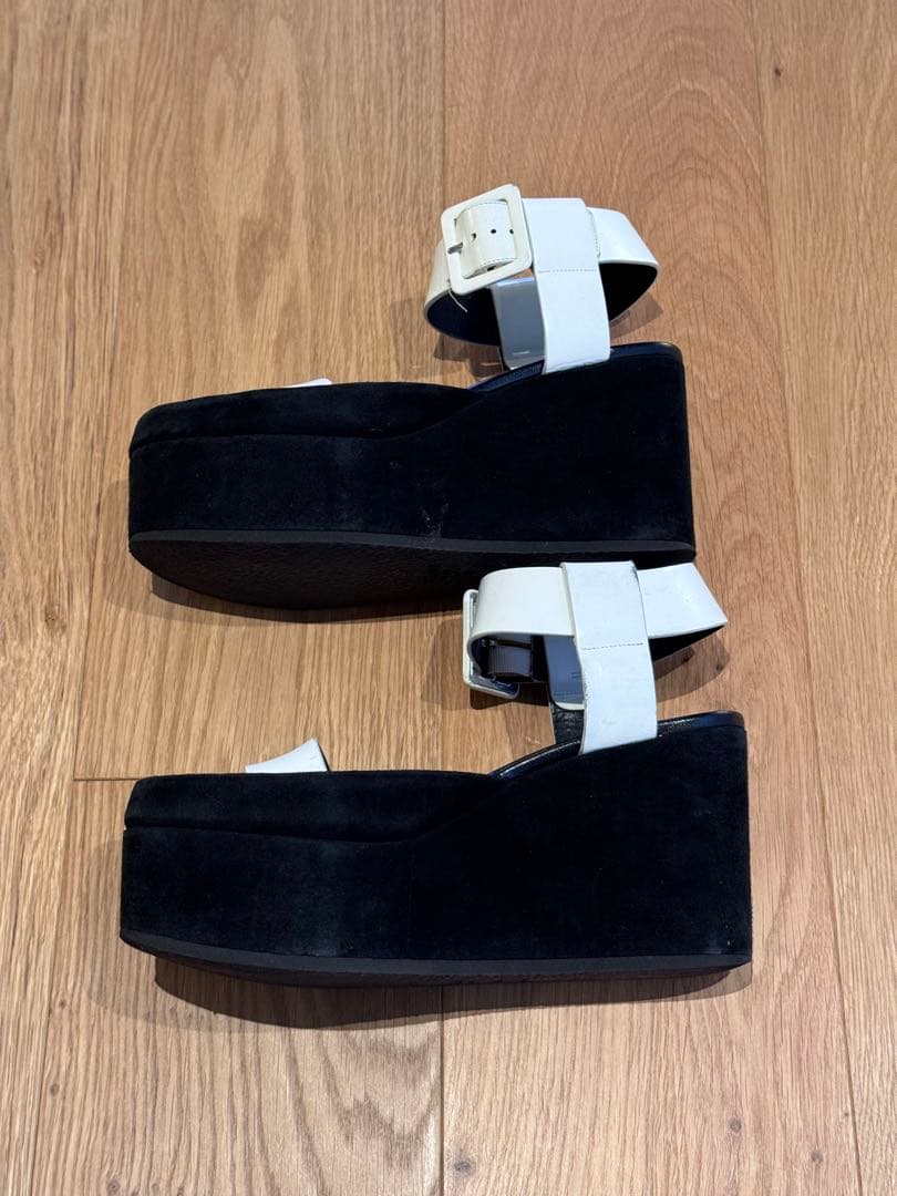 プラットフォームサンダル 白黒　36