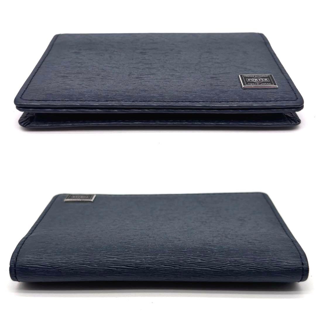 ✨美品✨ポーター　名刺入れ　カードケース　カレント　レザー　ネイビー