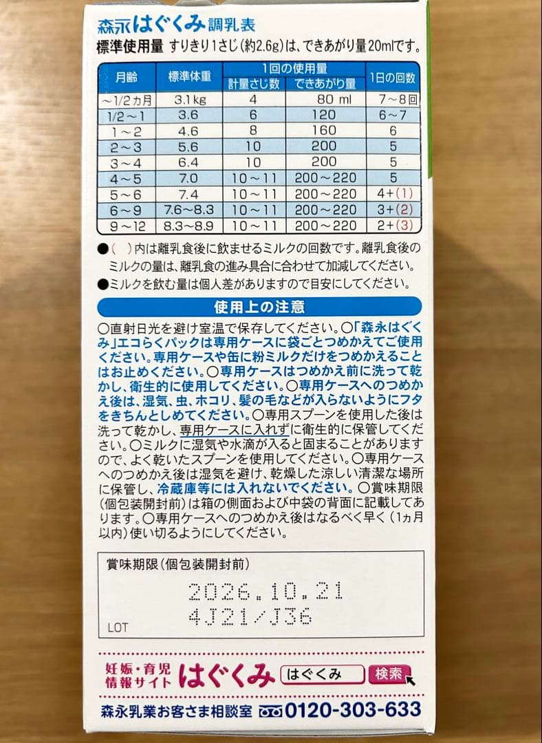 はぐくみ エコらくパック 粉ミルク　12箱