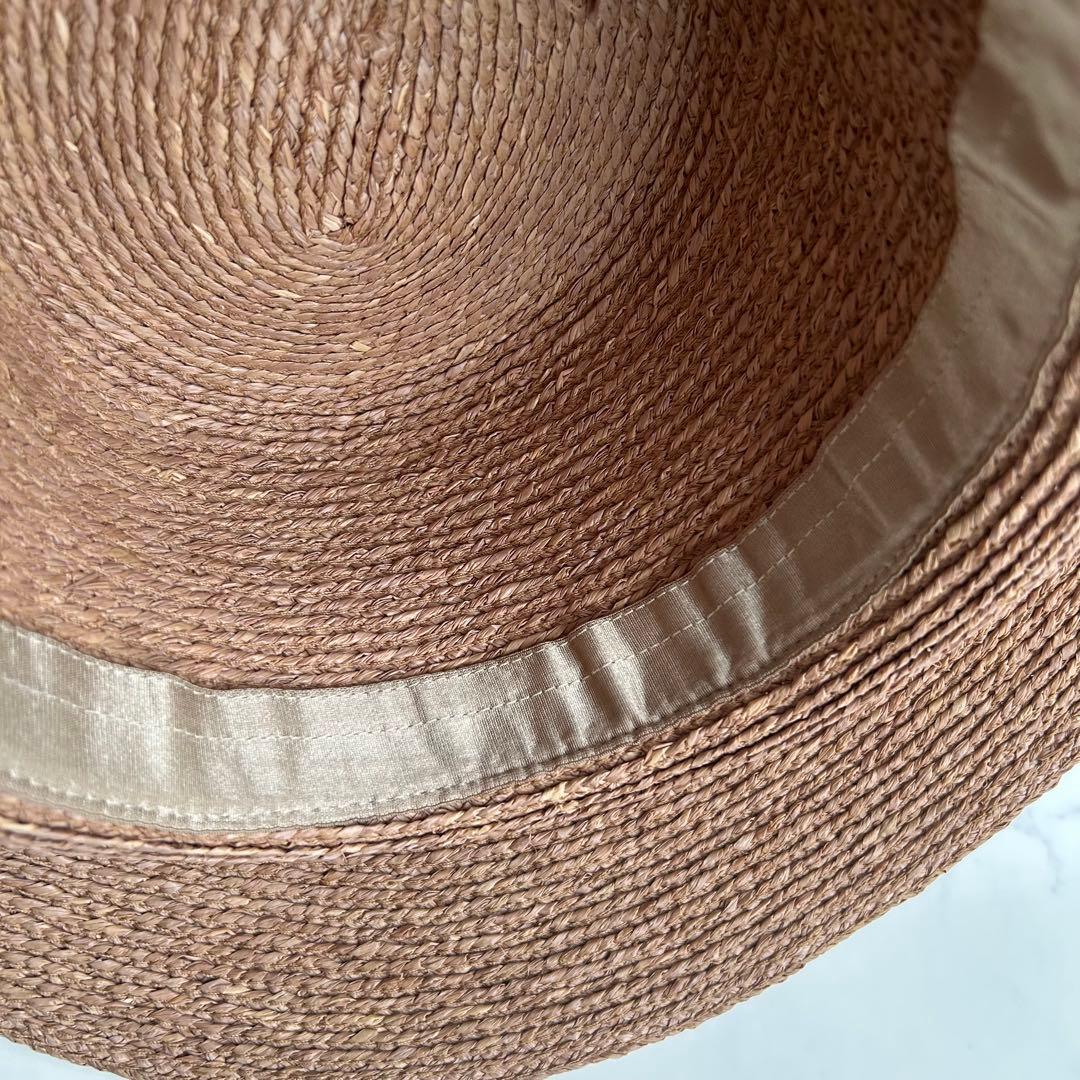 極美品 現行 ヘレンカミンスキー Easton 麦わら帽子 ラフィア リボン