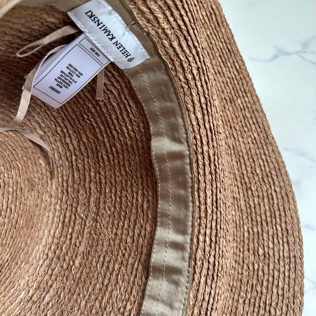 極美品 現行 ヘレンカミンスキー Easton 麦わら帽子 ラフィア リボン