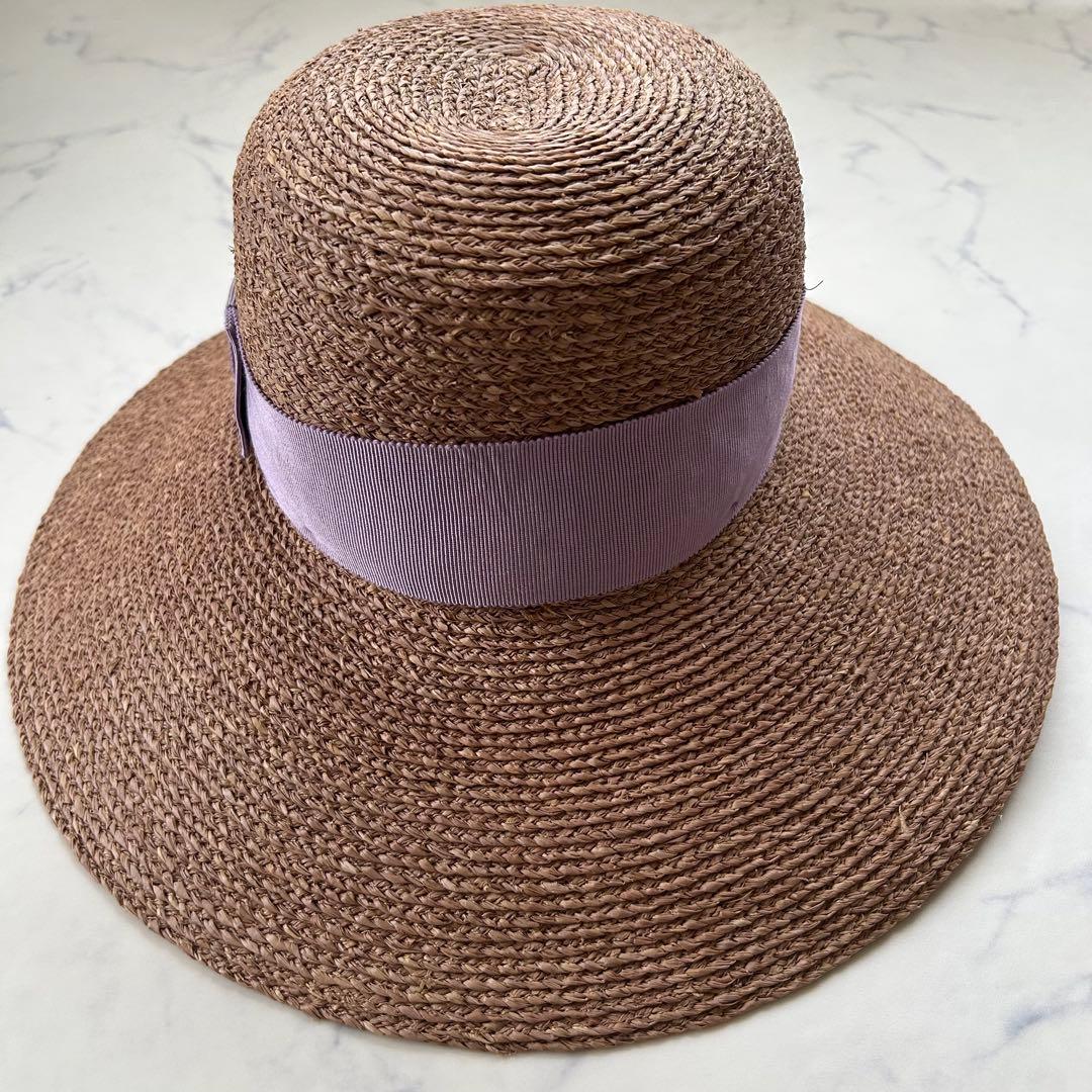 極美品 現行 ヘレンカミンスキー Easton 麦わら帽子 ラフィア リボン