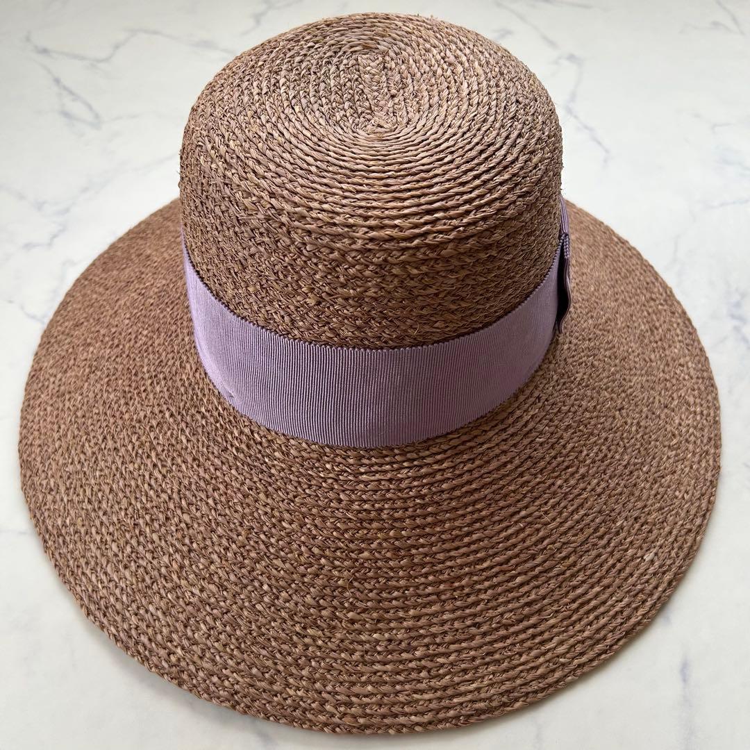 極美品 現行 ヘレンカミンスキー Easton 麦わら帽子 ラフィア リボン