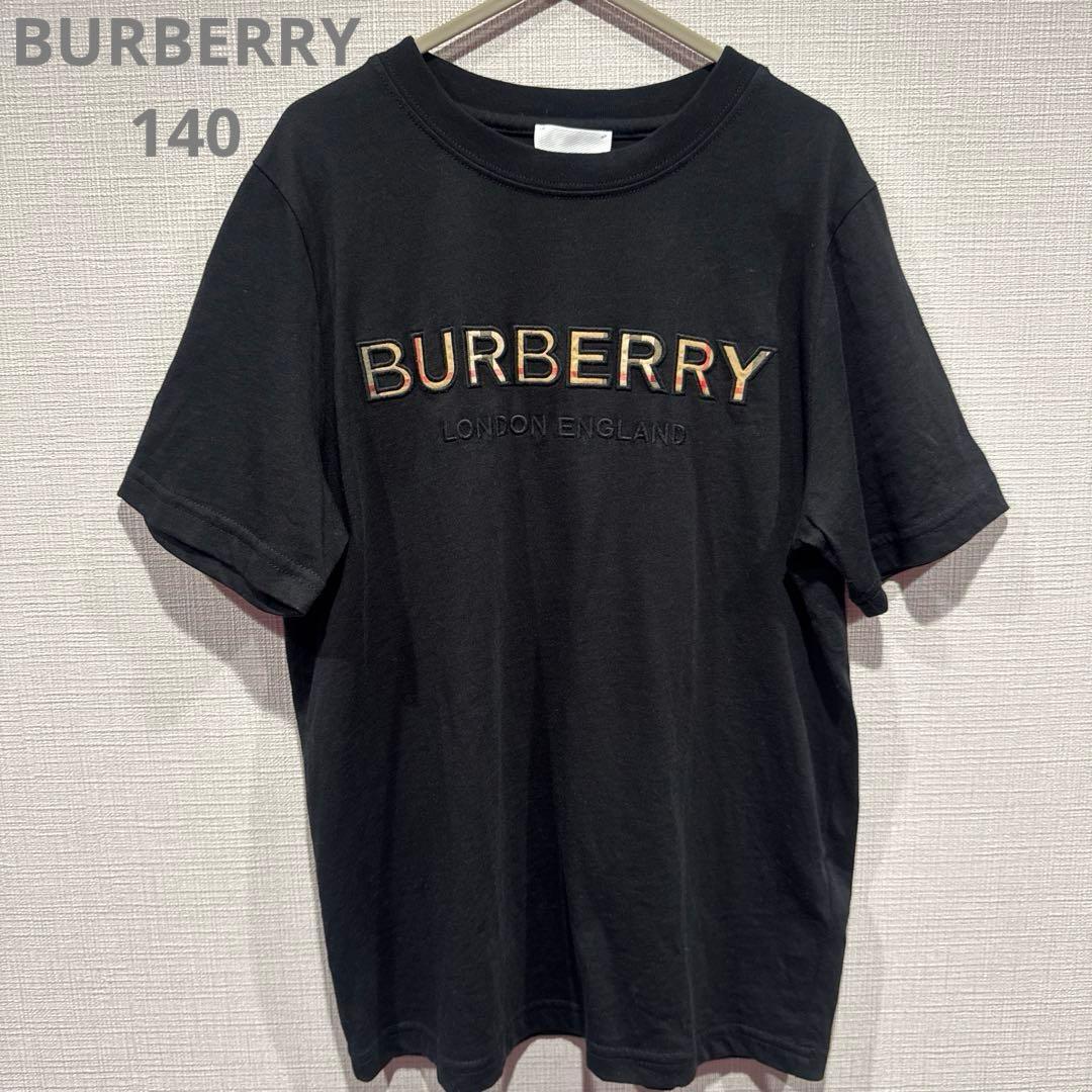 BURBERRY ブラック Tシャツ 10Y 140 ロゴ　チェック　半袖