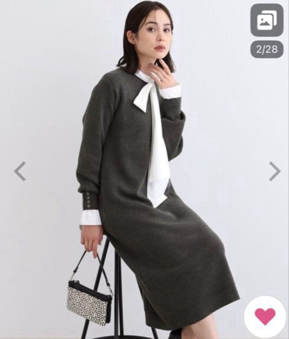 INDIVI ワンピース 「ウール混／洗える」スムースニットワンピース