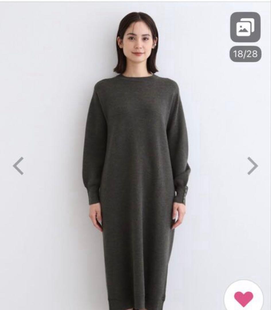 INDIVI ワンピース 「ウール混／洗える」スムースニットワンピース