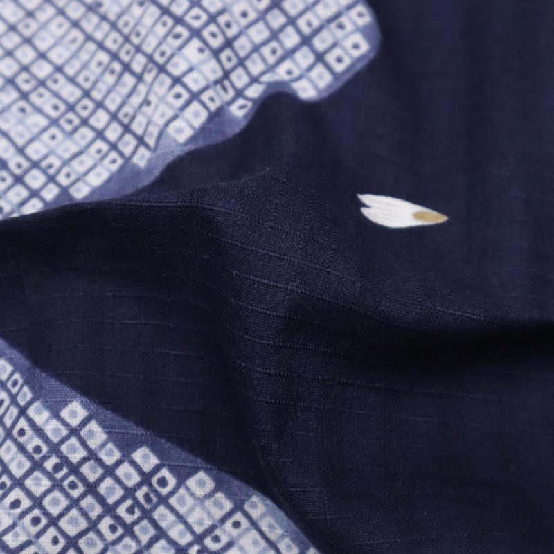 【浴衣】長尺 鹿の子に花びら模様 紺 普段着 木綿 カジュアル 夏着物7UA18