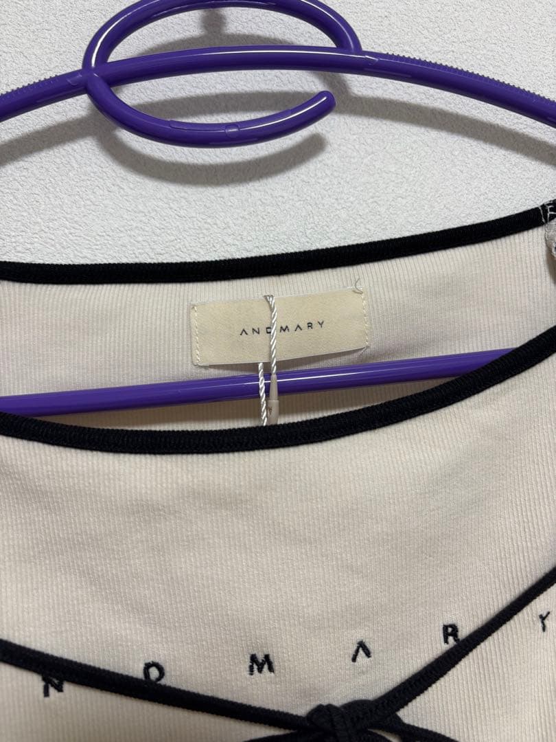 トップス andmary Alma ribbon tops black