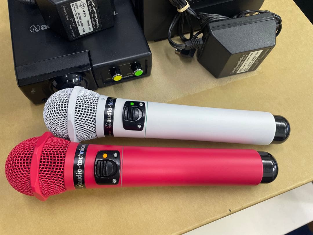 audio-technica ワイヤレスマイクセット 白、ピンク極上！
