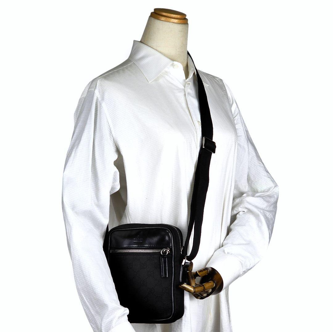 美品 グッチ GUCCI GG キャンバス レザー ショルダーバッグ