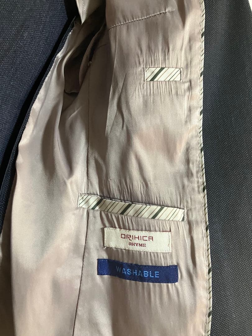 美品ORIHICARHYMウォッシャブルスーツジャケットスカートネイビー5号SS