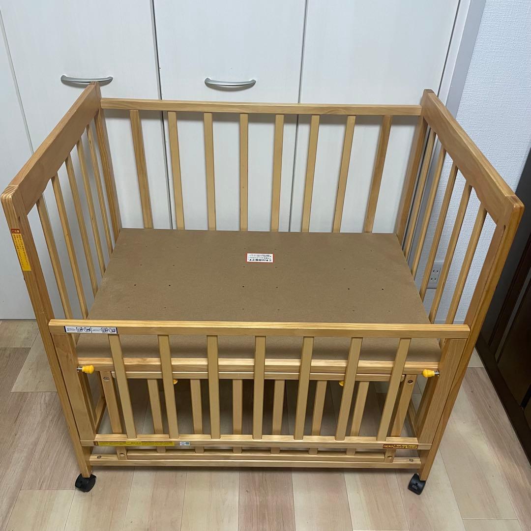 【取説付き送料込み】ベビーベッドミニ　　西松屋　ヤトミ　木製　NEタイプ