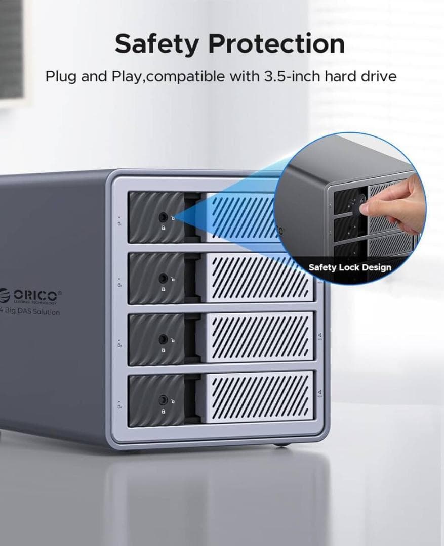 ORICO　RAID機能HDD ケース 3.5インチ 4台 22TB*4 USB