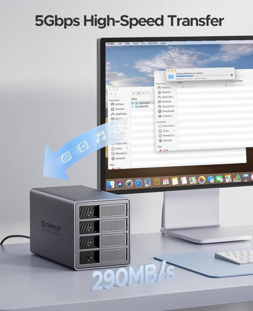 ORICO　RAID機能HDD ケース 3.5インチ 4台 22TB*4 USB