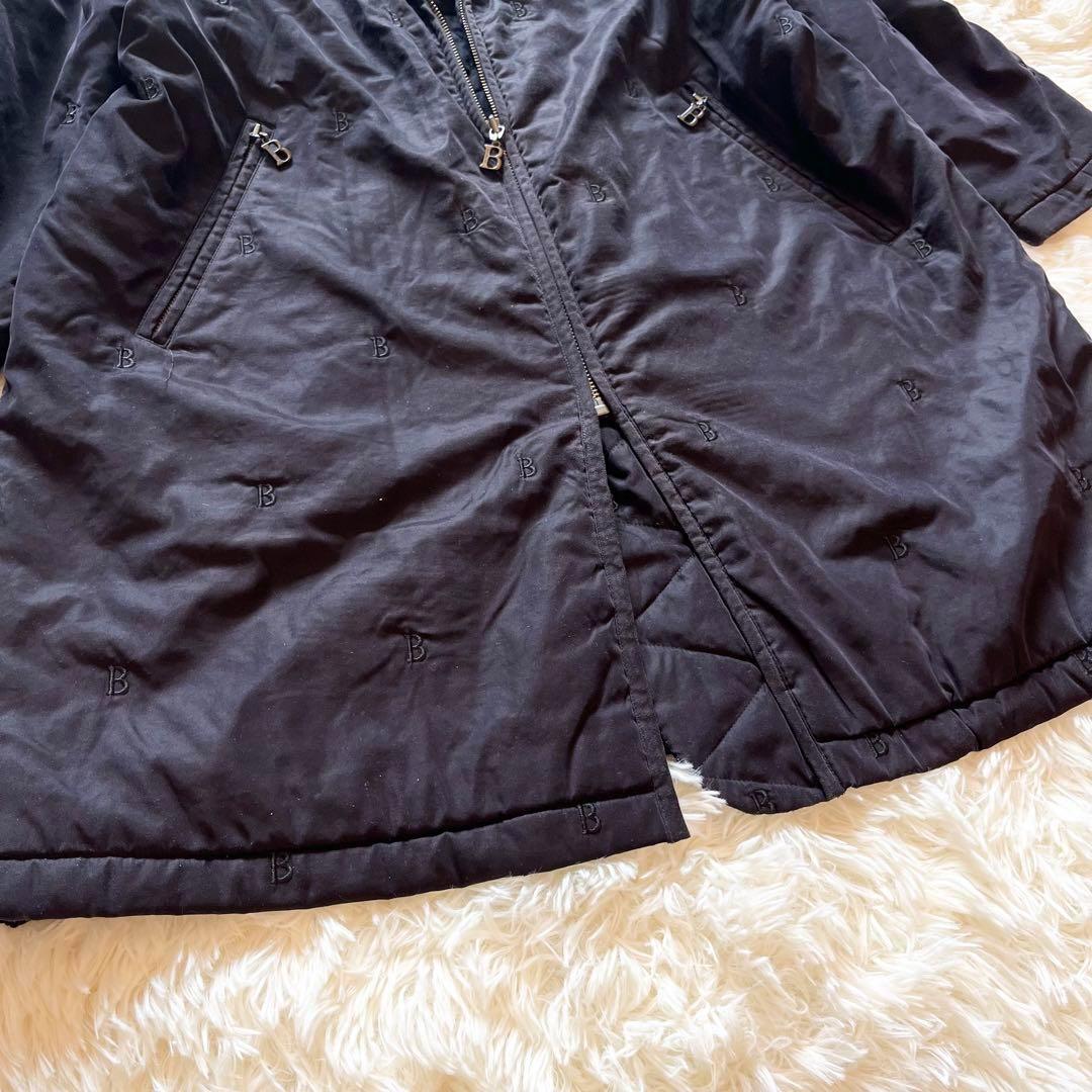 希少✨BURBERRY　バーバリー　ロングコート　裏チェック　ロゴ刺繍　ブラック