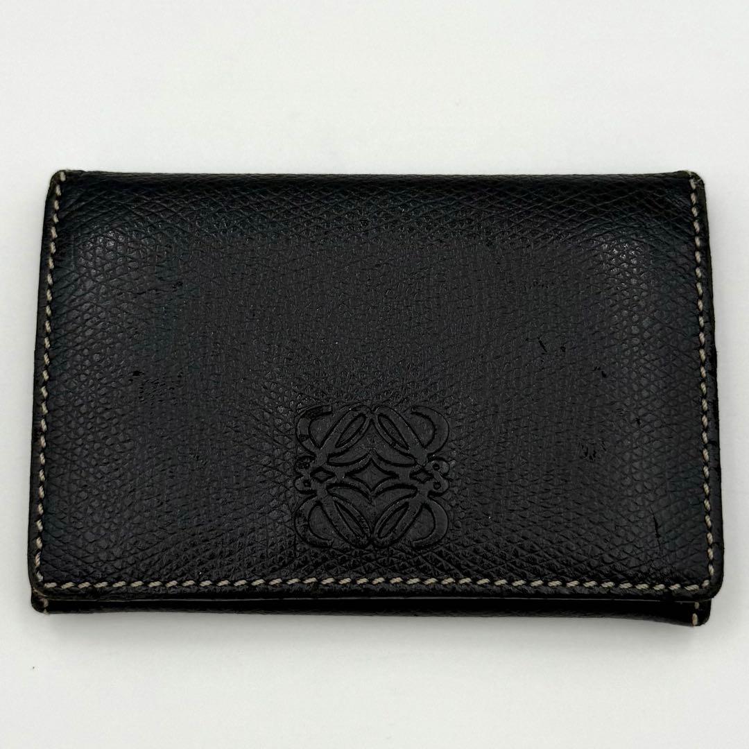 ロエベ カードケース フラグメントケース 名刺入れ　アナグラム レザー ブラック