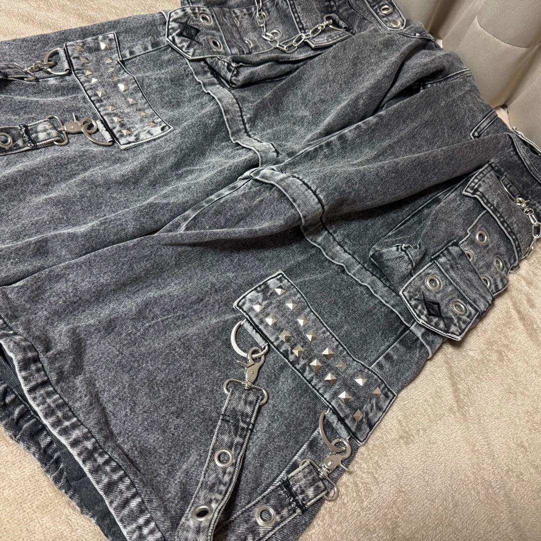 REFLEM レフレム 2WAYボンテージワイド デニム カーゴパンツ グレー