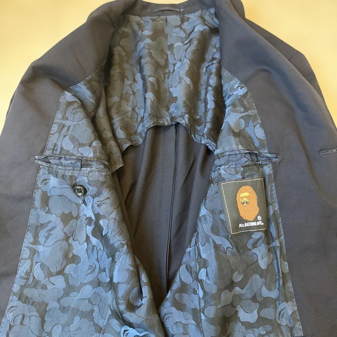 極美品 Mr. BATHING APE ウールテーラードジャケット ネイビー
