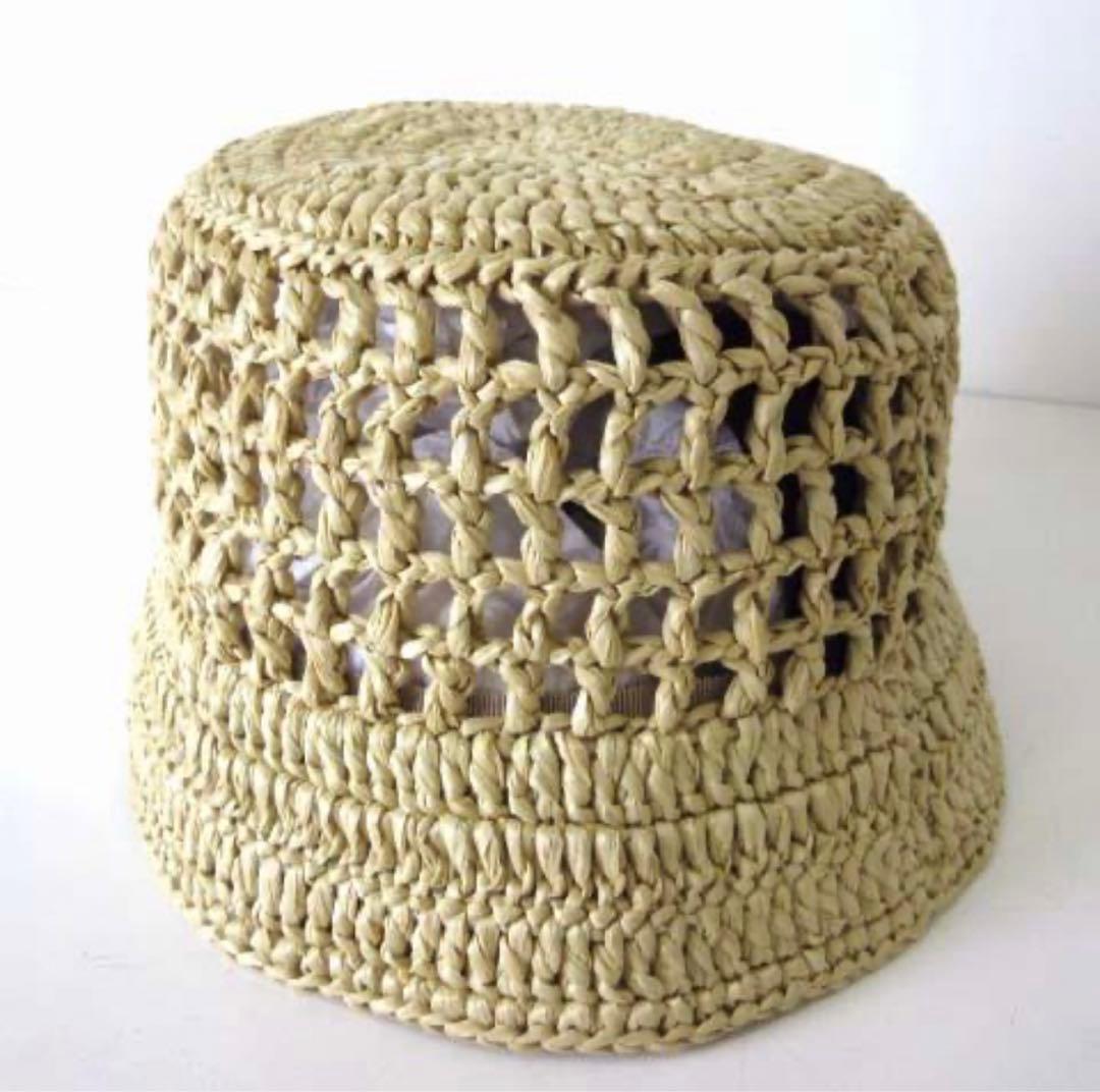 245 【美品】PRADA プラダ バケットハット 麦わら帽子 国内正規品 L