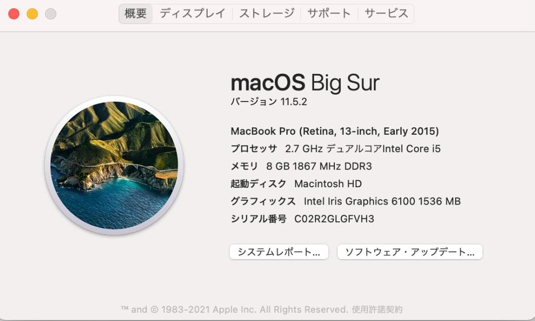 MacBook Pro 13インチ CTO Core i5(Early2015)
