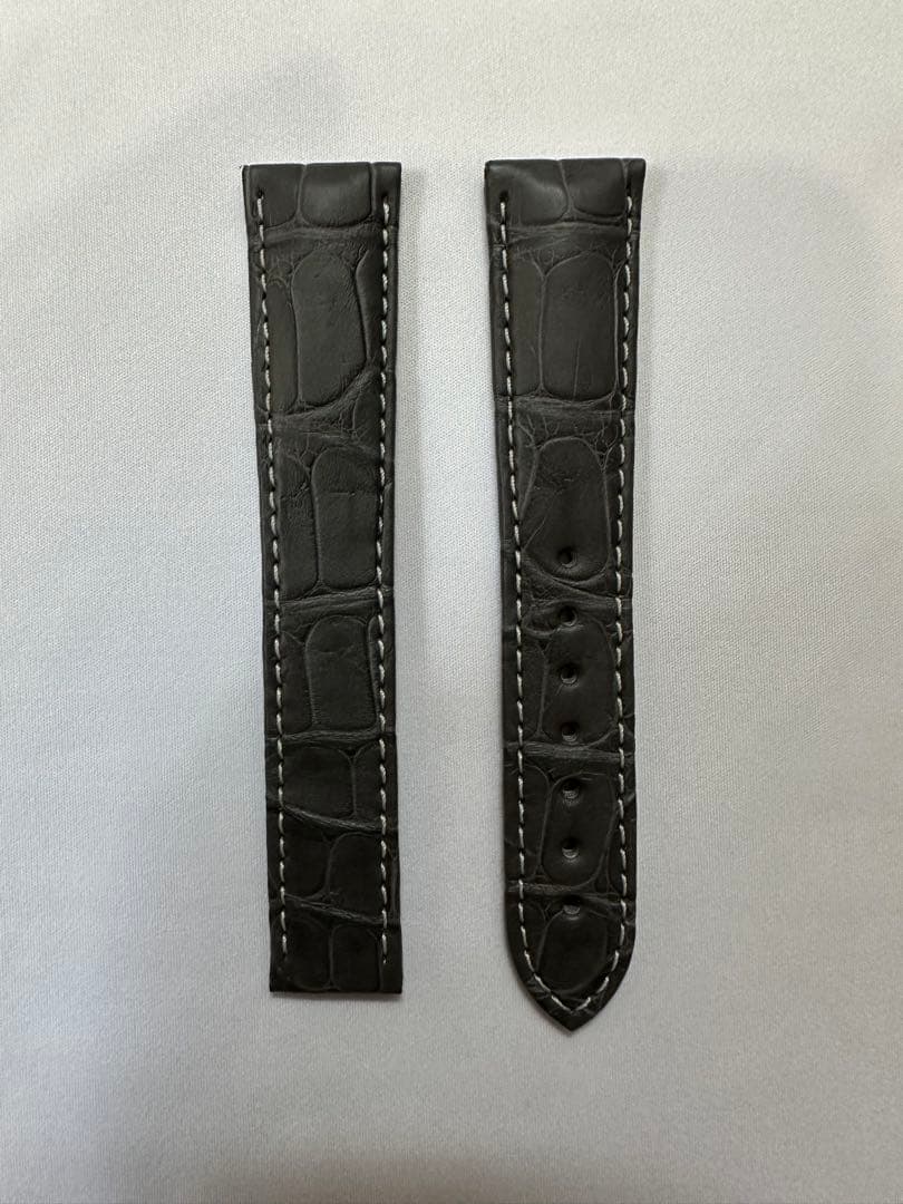 【純正品】OMEGA グレーアリゲーターレザーストラップ 19mm