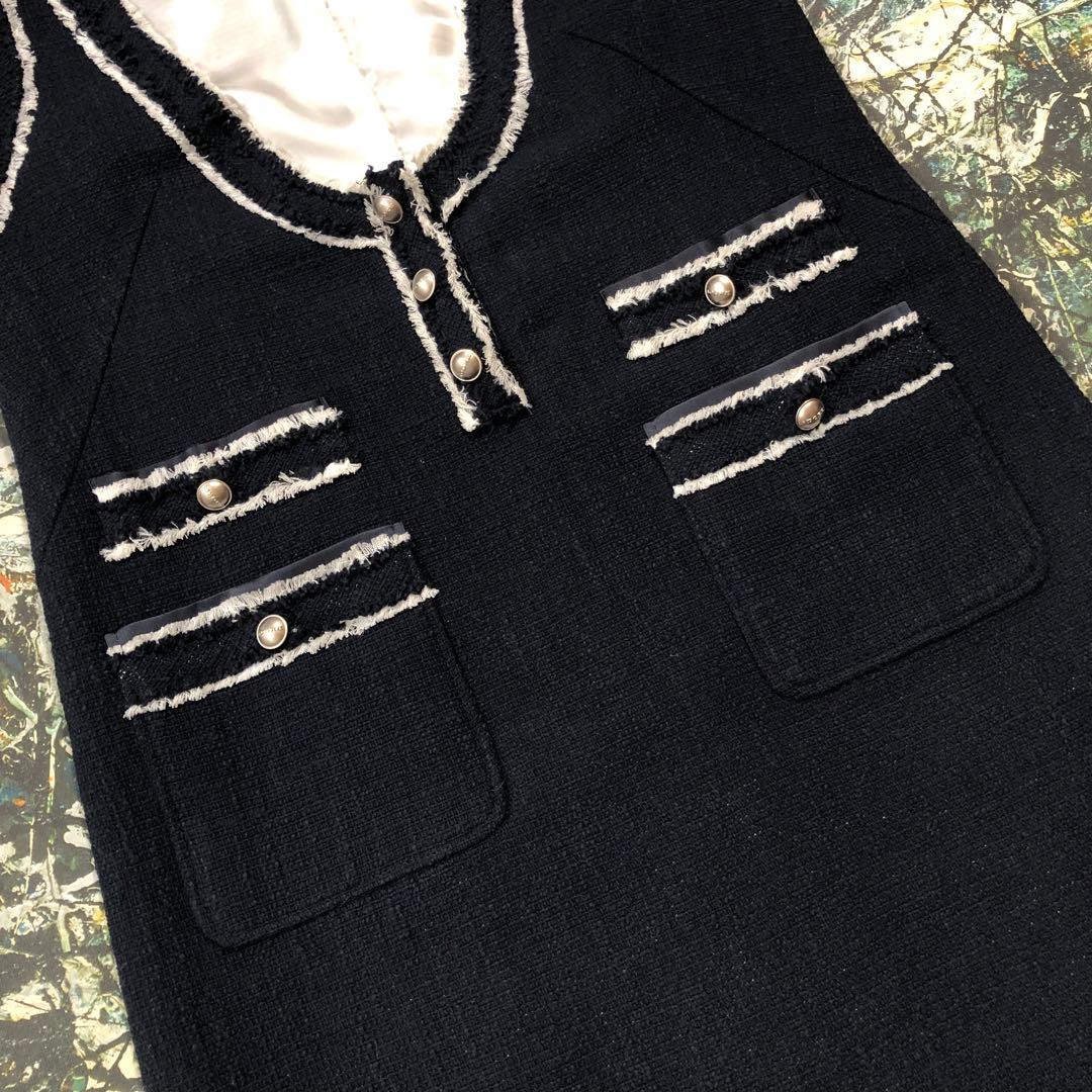 【美品】アドーア-ADORE-ツイードフリンジジャンパースカート