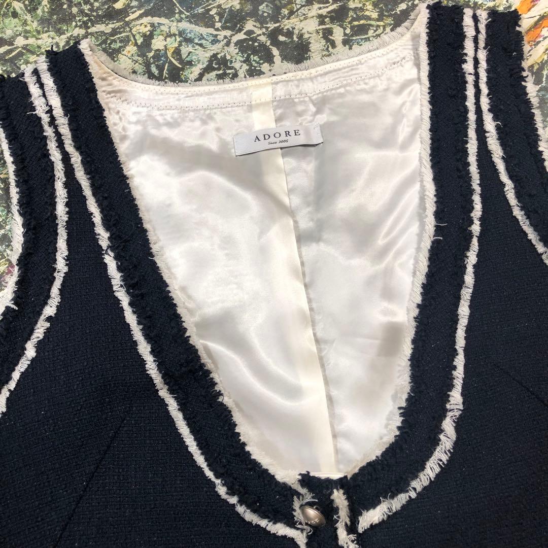 【美品】アドーア-ADORE-ツイードフリンジジャンパースカート