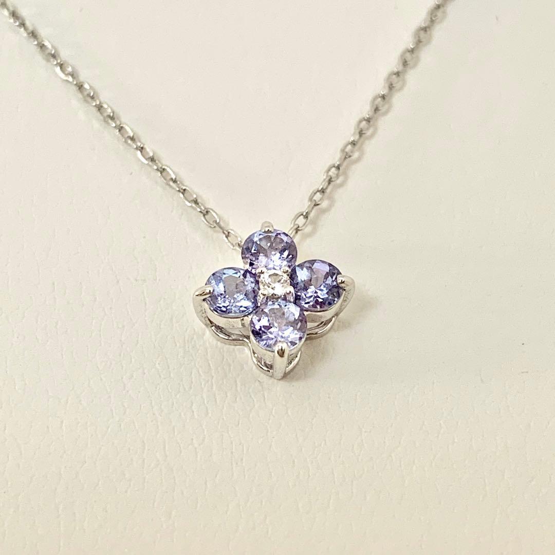 未使用 ツツミ K10WG チェーン付き タンザナイト ネックレス 40cm